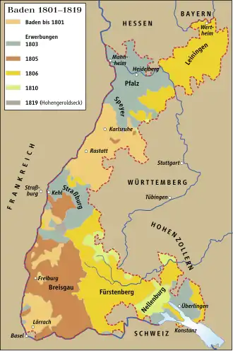 Die alte Markgrafschaft ist in hellbraun eingetragen