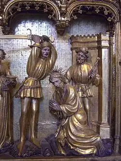 Detail des „Retabels der Heiligen und Märtyrer“ von Jacques de Baerze: Die Hinrichtung Johannes des Täufers