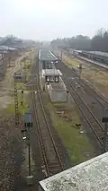 Bahnhof Flensburg, von der Brücke Schleswiger Straße aus gesehen. (2016)