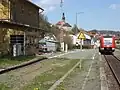 Kreuzungsbahnhof Trebgast mit Stellwerksanbau