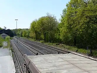 Gleise im Bahnhof Wallmerod, dem heutigen Streckenende der Westerwaldquerbahn