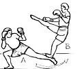 Benutzung eines spinning kick
