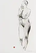 Weiblicher Akt, Kreide&nbsp;auf&nbsp;Papier, 1995, 70&nbsp;×100&nbsp;cm