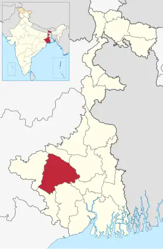 Positionskarte des Distrikts Bankura