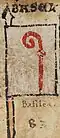 Banner des Bistums Basel in der Zürcher Wappenrolle, um 1330–1345