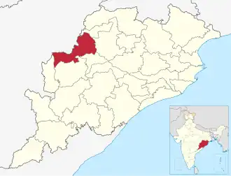 Positionskarte des Distrikts Bargarh