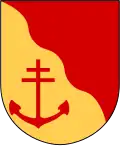 im Wellenschnitt schräggeteilt (schrägrechts, standard[3] Barkåkra&nbsp;SE)