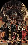 Thronende Madonna mit Kind und Heiligen, 1499, Pinakothek Brera