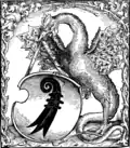 Wappen Basels: ein Basilisk (Original gespiegelt)