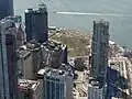 The Battery, Battery Park Under­pass (ganz rechts) und Brook­lyn–Battery Tunnel (halbrechts)