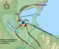 Initialer Schlachtplan der Vandalen mit der Einkesselung des byzantinischen Heeres