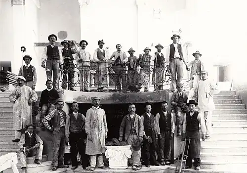 Bauarbeiten im Kloster Disentis (1898)