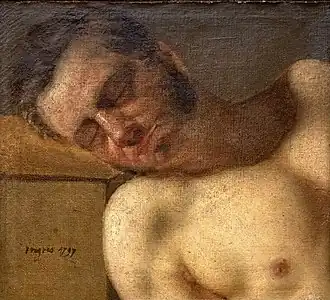 Jean-Auguste-Dominique Ingres, Studie eines Kopfes und eines Torsos eines Mannes. (1797).