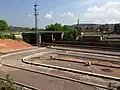 Blick auf den Parkplatz während des Umbaus