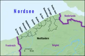 Karte der belgischen Küstenorte