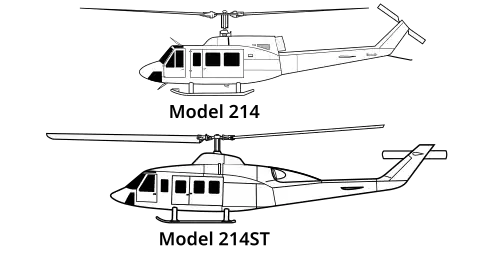 Größenvergleich Bell 214 und Bell 214-ST