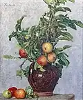 Vase mit Äpfeln und Laub (1872)