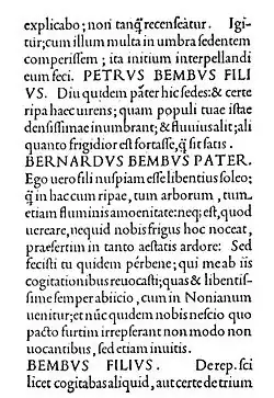 Originalsatz der Bembo mit langen Oberlängen aus De Aetna