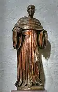 Stehender Mönch (möglicherweise der Hl. Benedikt), Holzfigur um 1720