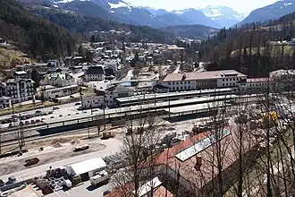 Berchtesgaden&nbsp;Hbf, Teilansicht Kreisverkehr B&nbsp;20 und B&nbsp;305