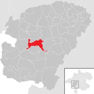 Lage der Gemeinde Berg im Attergau im Bezirk Vöcklabruck (anklickbare Karte)