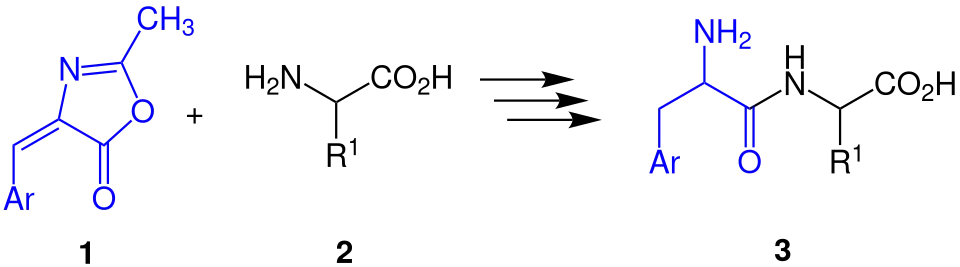 Bergmann-Azlacton-Synthese – Reaktionsschema der Übersichtsreaktion