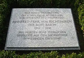Gedenkstein für Manfred von Richthofen