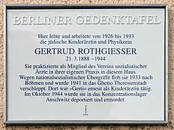 Berliner Gedenktafel Gertrud&nbsp;Rothgiesser