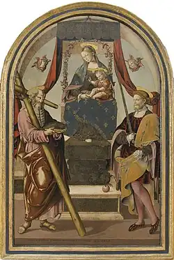 Madonna mit Kind auf dem Thron zwischen den Aposteln Andreas und Julian