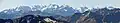 Panorama der Bernina-Gruppe vom Flüela-Schwarzhorn. Knapp links der Bildmitte der Biancograt, links davon der Piz Palü.