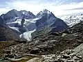Piz Bernina, Piz Scerscen und Piz Roseg mit Tschiervagletscher von der Fuorcla Surlej, 2004