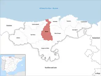 Die Lage der Comarca Besaya in der autonomen&nbsp;Gemeinschaft&nbsp;Kantabrien