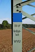 Beschriftung eines Mastes in Deutschland