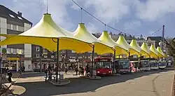 Betzdorf – Busbahnhof auf dem überbauten Mündungsbereich der Heller in die Sieg