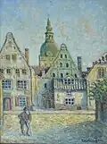 „Drei Brüder“ Häuser in Riga, Öl auf Leinwand; 30 × 22 cm, (Privatsammlung)