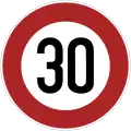 Geschwindigkeits­beschränkung in km/h; gültig ab 1964 in der DDR