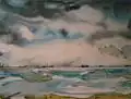Bild 8: Amrum/Sturm, 1985, Aquarell auf Papier, 24 × 32