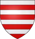 7-fach geteilt von silber und rot (barry of 8)