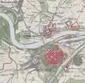 Westliche Anbindung des neuen Rheinhafens an den neuen Bahnhof 1875