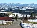 Blick vom Blender südostwärts zu den Allgäuer Alpen mit Eschachberg und Masers im Vordergrund