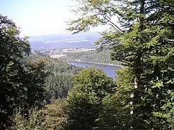 Blick vom Keltischen Ringwall auf die Primstalsperre