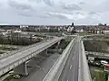 Blick vom Nibelungenturm in Richtung Worms (Februar 2020)
