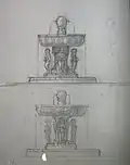 Franz Boeres: Brunnenentwurf, Zeichnung um 1920, Landschaftsmuseum Seligenstadt