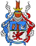 1871 anlässlich der Erhebung in den Adelsstand verliehenes Wappen der Familie von Bohlen und Halbach
