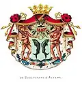 Tatsächliches Wappen der erwähnten Grafen Borchgrave d’Altena, Salme darstellend