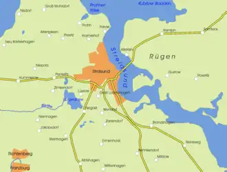 Lageplan des Strelasunds
