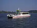 Ehemaliger Solarkatamaran (Inzwischen gibt es ein kleineres Passagierschiff am Bostalsee)