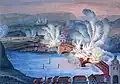 Grubenmann-Brücke zwischen Schaffhausen und Feuerthalen 1799, anonym (Aquarell)