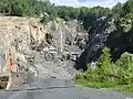 Steinbruch in einem breiten Doleritgang in Südschweden
