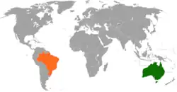 Lage von Australien und Brasilien